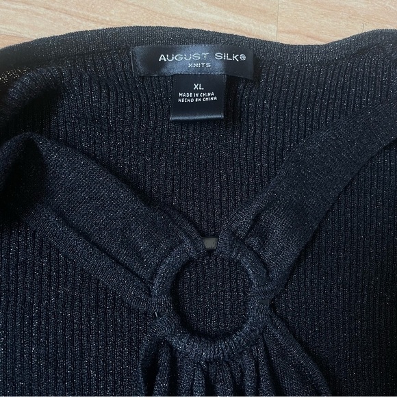 |August Silk| Black Metallic Silk Blend Cardigan in Woman’s XL - Picture 4 of 8